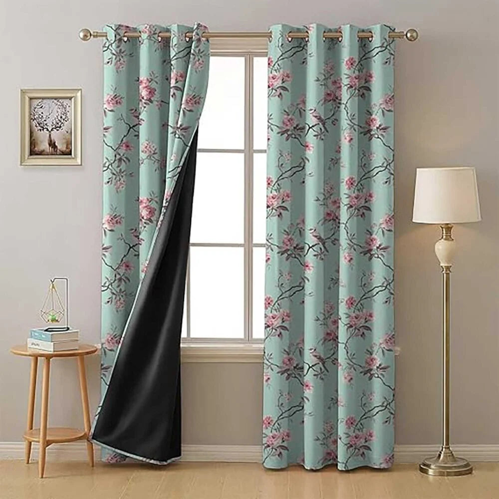 The Parda - Sky Garden 100% Blackout Curtains, Printed Blackout Curtains With Black Lining At Back , Pack Of 1 Curtain