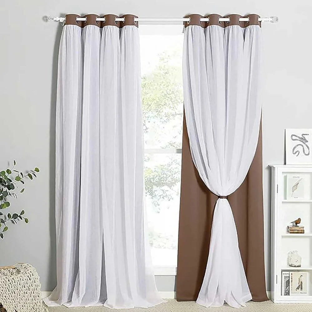 The Parda - Sheer Blackout Curtain , Multi Use Taupe Brown Room Darkening Curtains For Your Bedroom , Living Room , Pack Of 1 Curtain