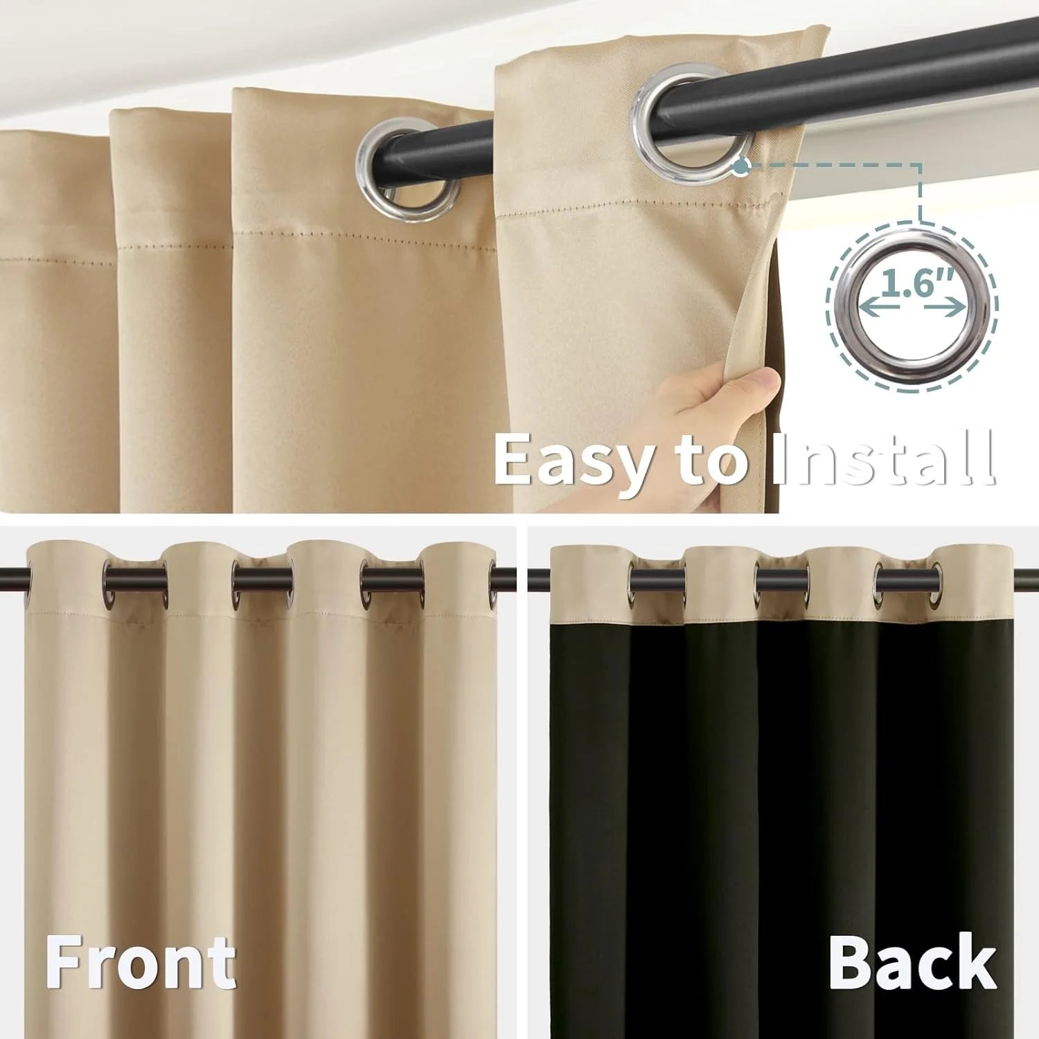 The Parda - 100% Blackout Curtain , Premium Beige Blackout Curtain With Black Lining at Back , Pack of 1 Curtain