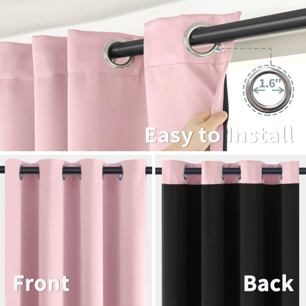 The Parda - 100% Blackout Curtain , Premium Baby Pink Blackout Curtain With Black Lining at Back , Pack of 1 Curtain