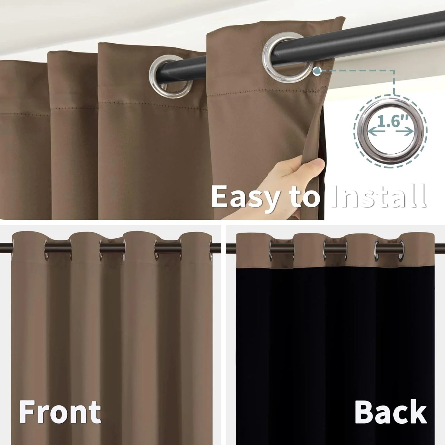The Parda - 100% Blackout Curtain , Premium Taupe Brown Blackout Curtain With Black Lining at Back , Pack of 1 Curtain