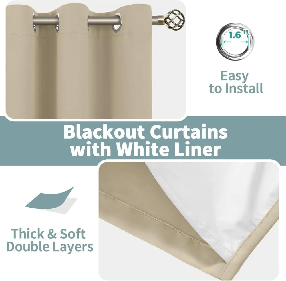 The Parda - 100% Blackout Curtain , Premium Beige Blackout Curtain With White Lining at Back , Pack of 1 Curtain