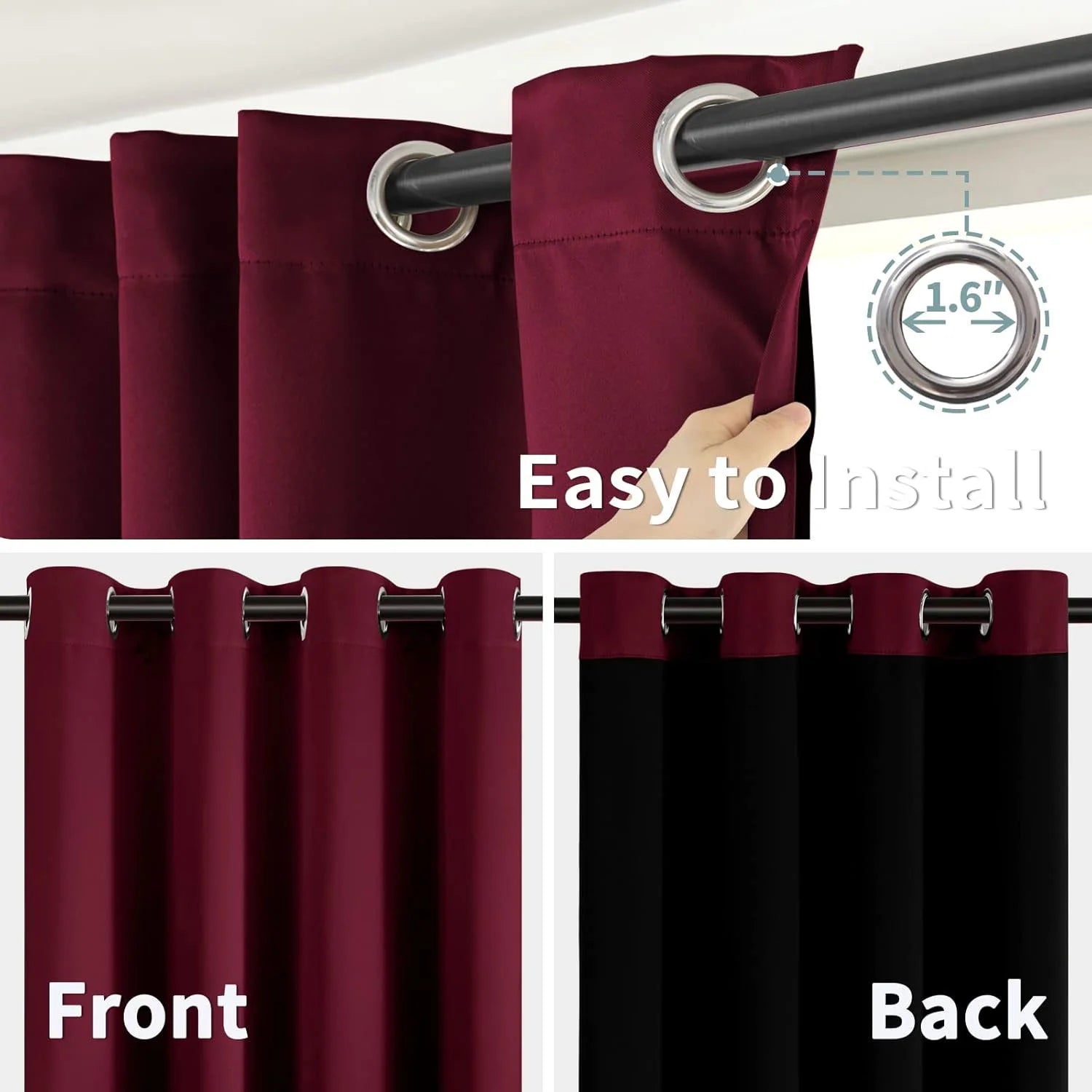 The Parda - 100% Blackout Curtain , Premium Maroon Blackout Curtain With Black Lining at Back , Pack of 1 Curtain