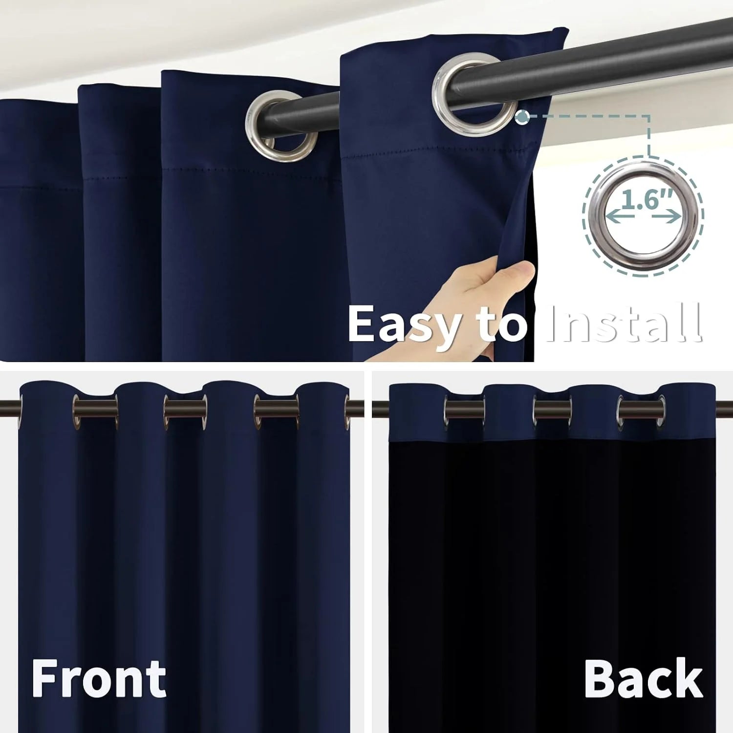 The Parda - 100% Blackout Curtain , Premium Navy Blue Blackout Curtain With Black Lining at Back , Pack of 1 Curtain
