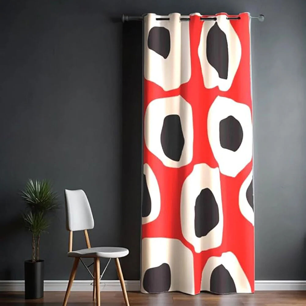 The Parda - Color Modern Abstract Circles Printed Blackout Curtain , Premium Fabric 80% Blackout Printed Curtain , Pack Of 1 Curtain