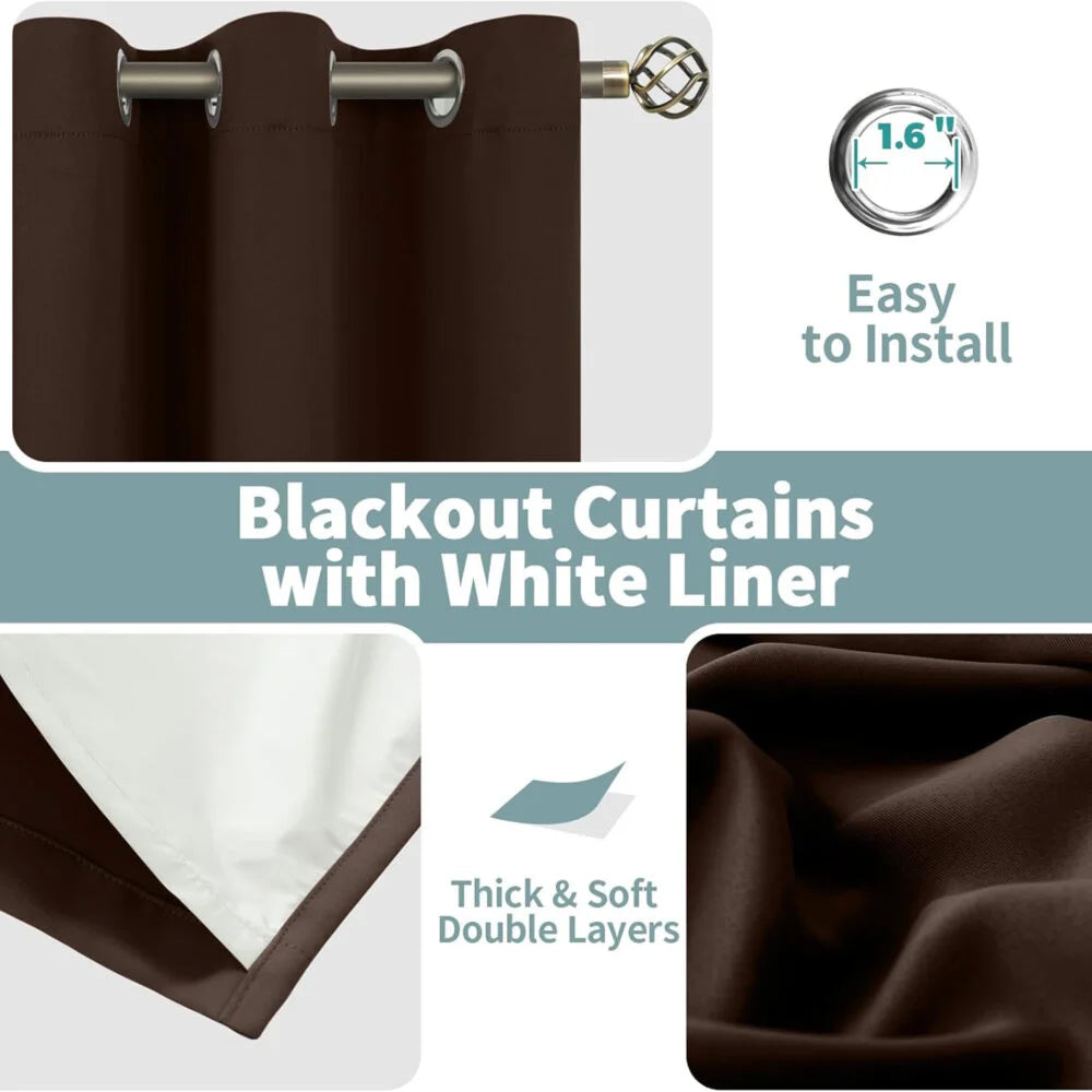 The Parda - 100% Blackout Curtain , Premium Dark Brown Blackout Curtain With White Lining at Back , Pack of 1 Curtain