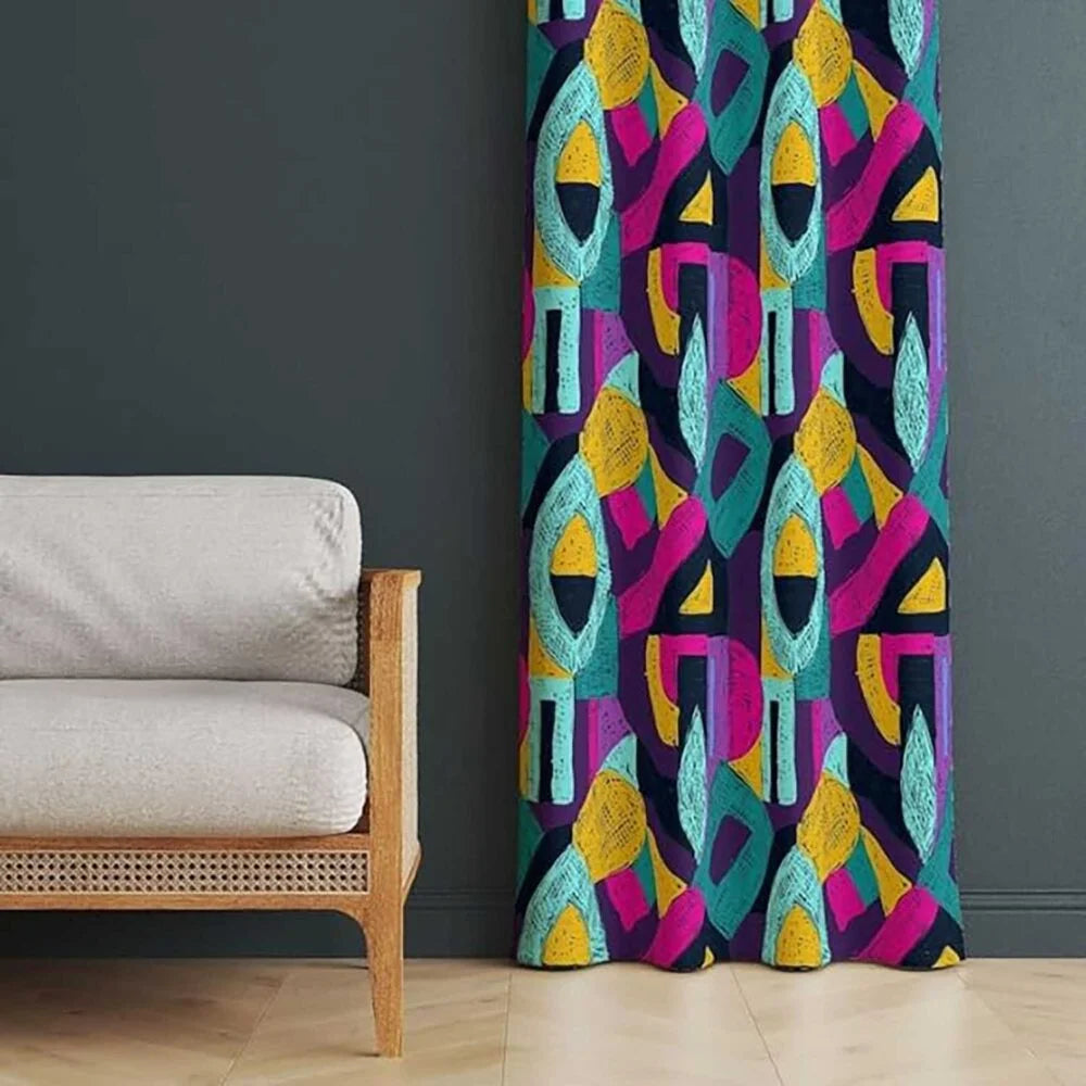 The Parda - Color Modern Abstract Dynamic Color Printed Blackout Curtain , Premium Fabric 80% Blackout Printed Curtain , Pack Of 1 Curtain