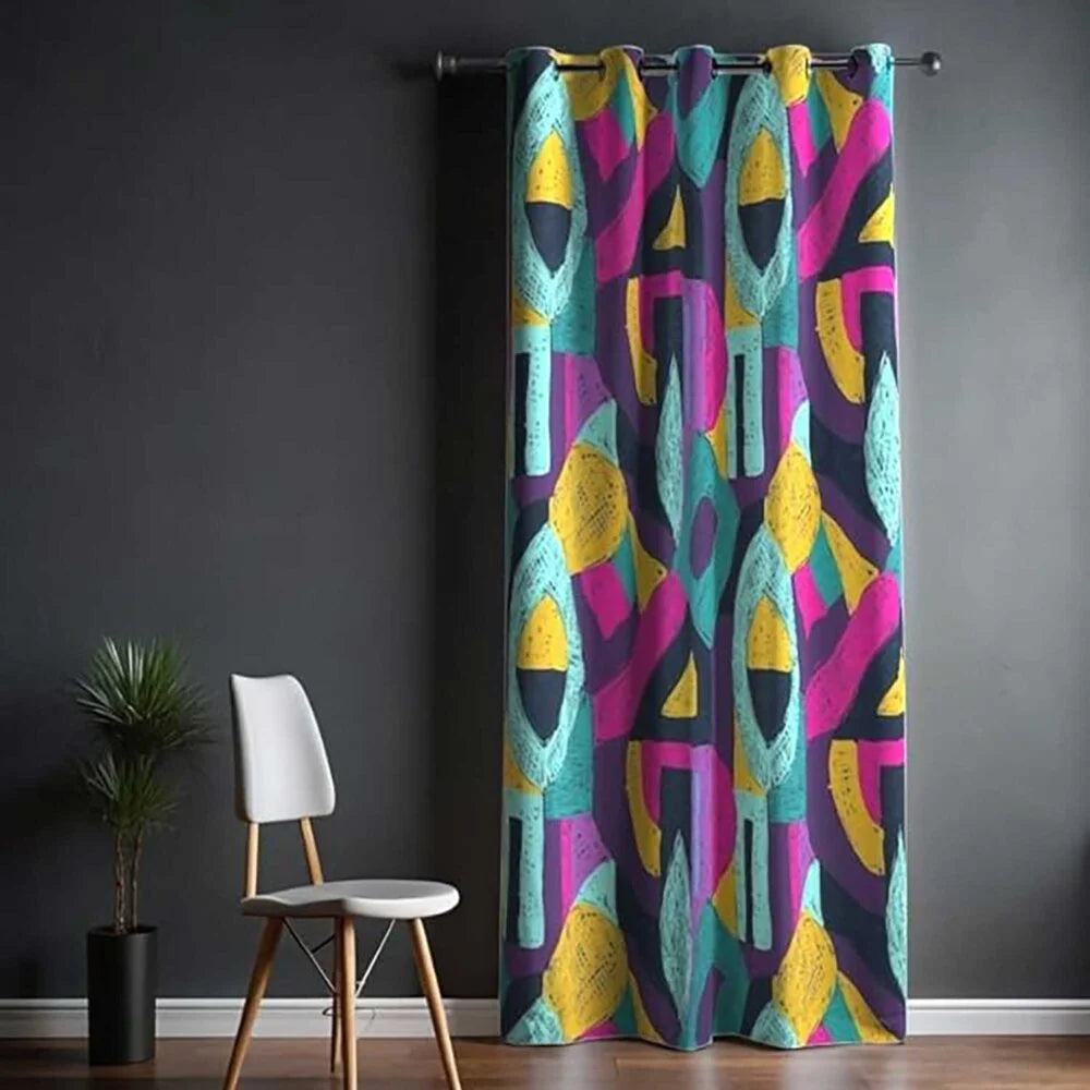 The Parda - Color Modern Abstract Dynamic Color Printed Blackout Curtain , Premium Fabric 80% Blackout Printed Curtain , Pack Of 1 Curtain