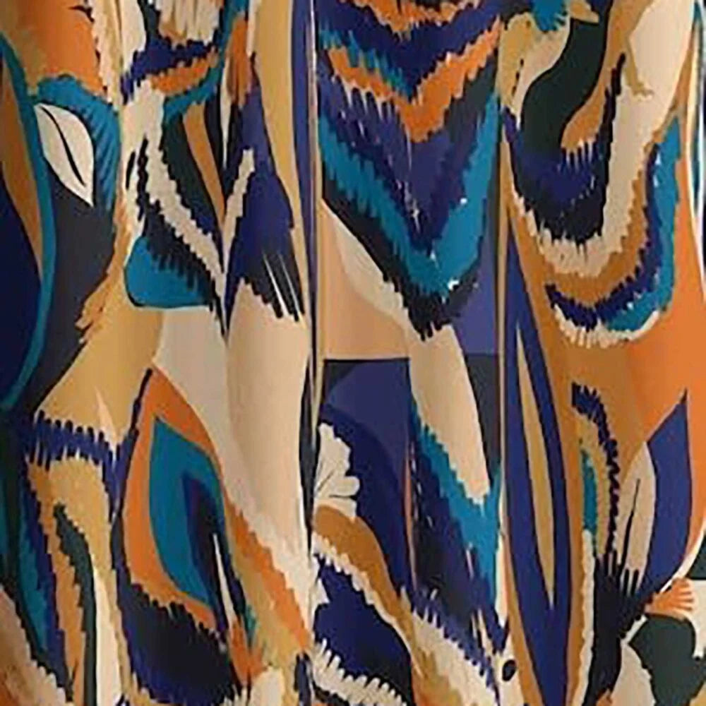 The Parda - Color Modern Abstract Energetic Flow Printed Blackout Curtain , Premium Fabric 80% Blackout Printed Curtain , Pack Of 1 Curtain
