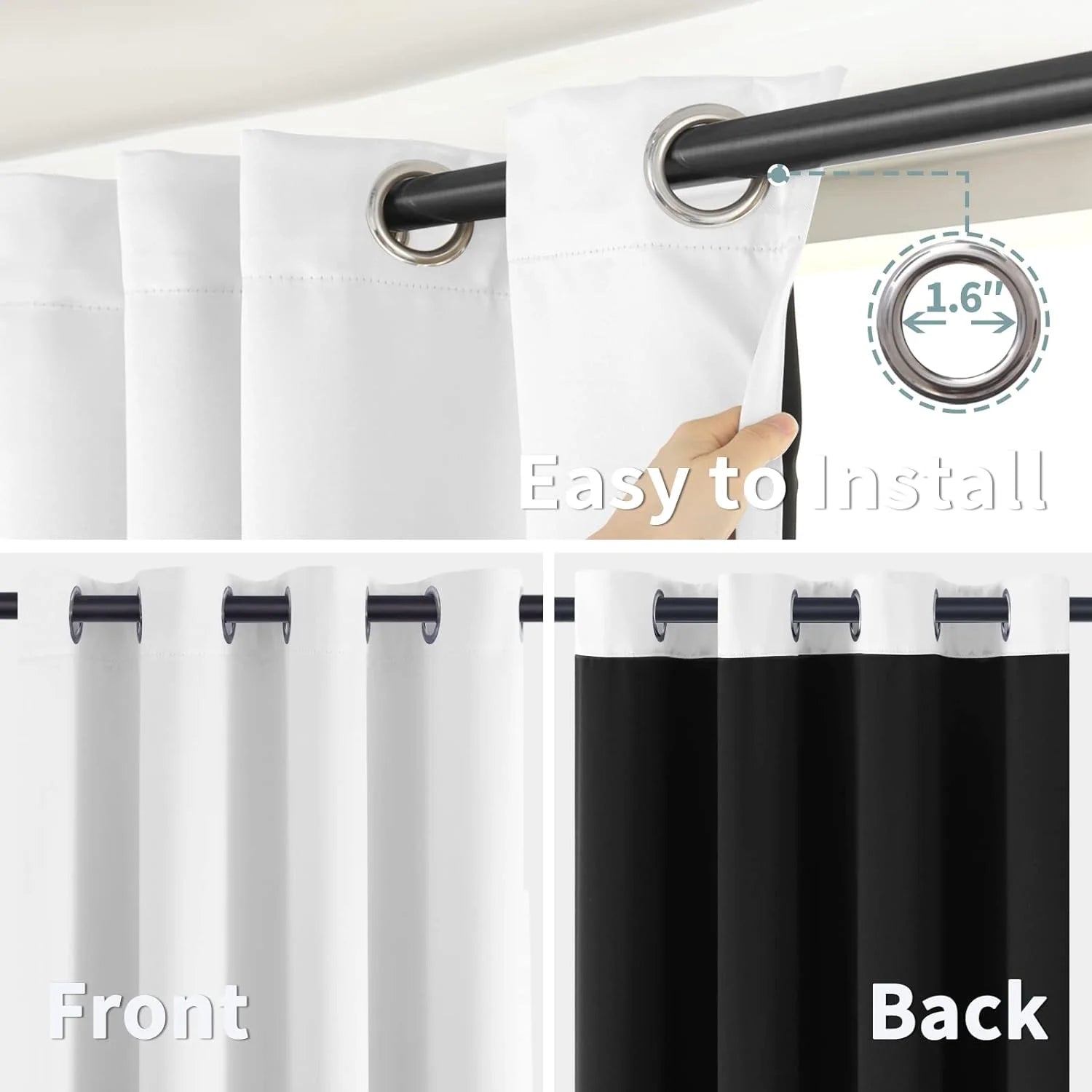 The Parda - 100% Blackout Curtain , Premium White Blackout Curtain With Black Lining at Back , Pack of 1 Curtain