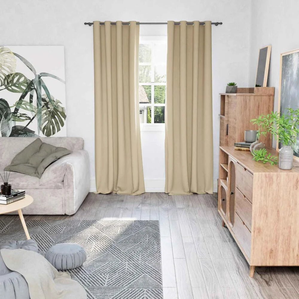 The Parda - 100% Blackout Curtain , Premium Beige Blackout Curtain With White Lining at Back , Pack of 1 Curtain