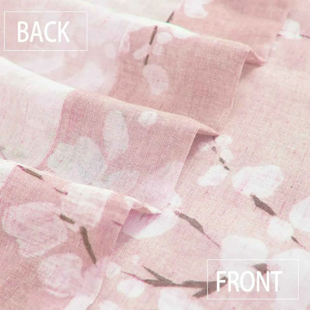 The Parda - Vintage Pink White Floral Printed Sheer Curtains, Rod Pocket, Pack Of 1 Curtain