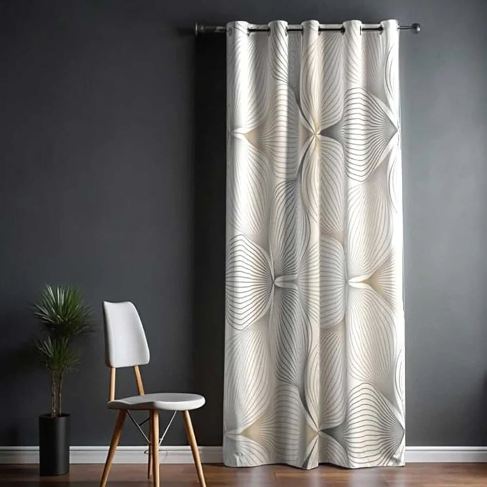The Parda - Color Modern Abstract Flowing Petals Printed Blackout Curtain , Premium Fabric 80% Blackout Printed Curtain , Pack Of 1 Curtain