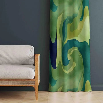 The Parda - Color Modern Abstract Forest Flow Printed Blackout Curtain , Premium Fabric 80% Blackout Printed Curtain , Pack Of 1 Curtain