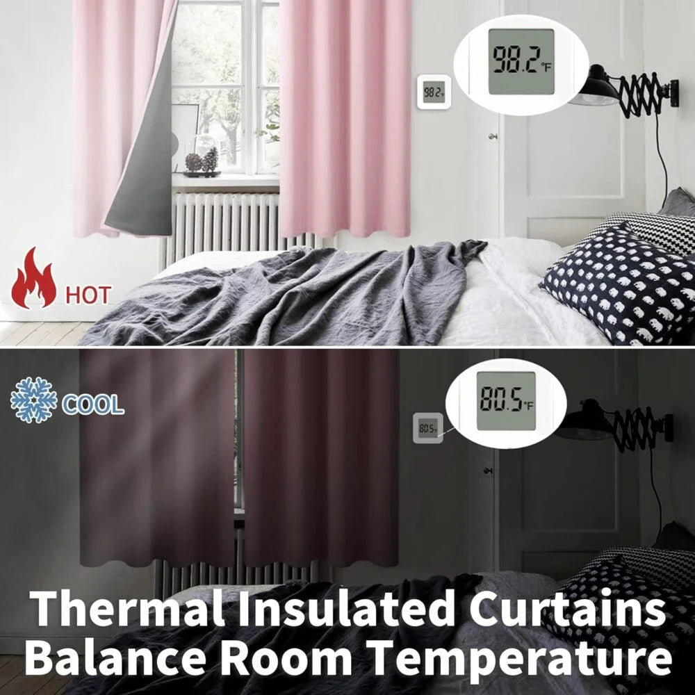 The Parda - 100% Blackout Curtain , Premium Baby Pink Blackout Curtain With Black Lining at Back , Pack of 1 Curtain