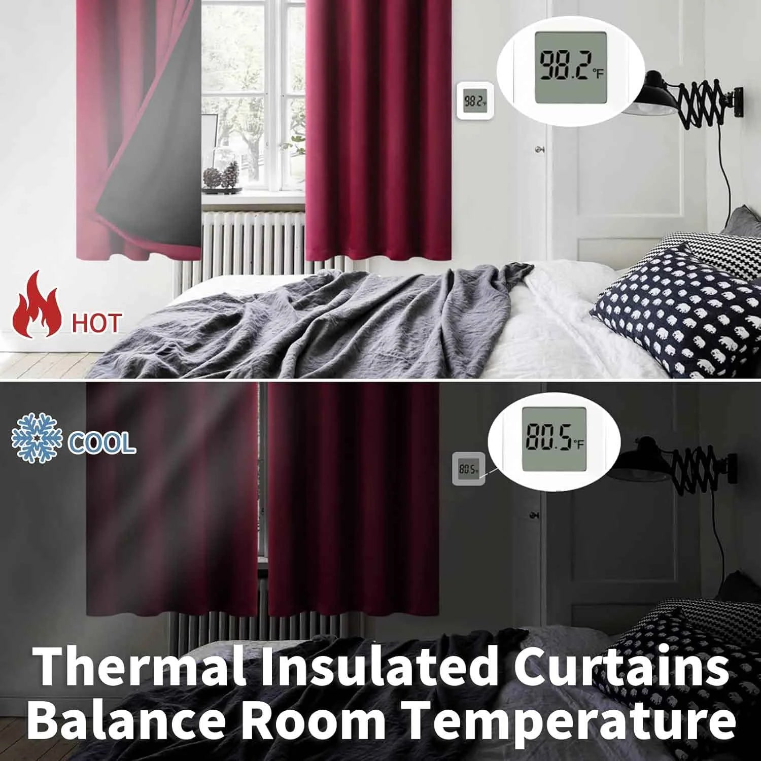 The Parda - 100% Blackout Curtain , Premium Maroon Blackout Curtain With Black Lining at Back , Pack of 1 Curtain