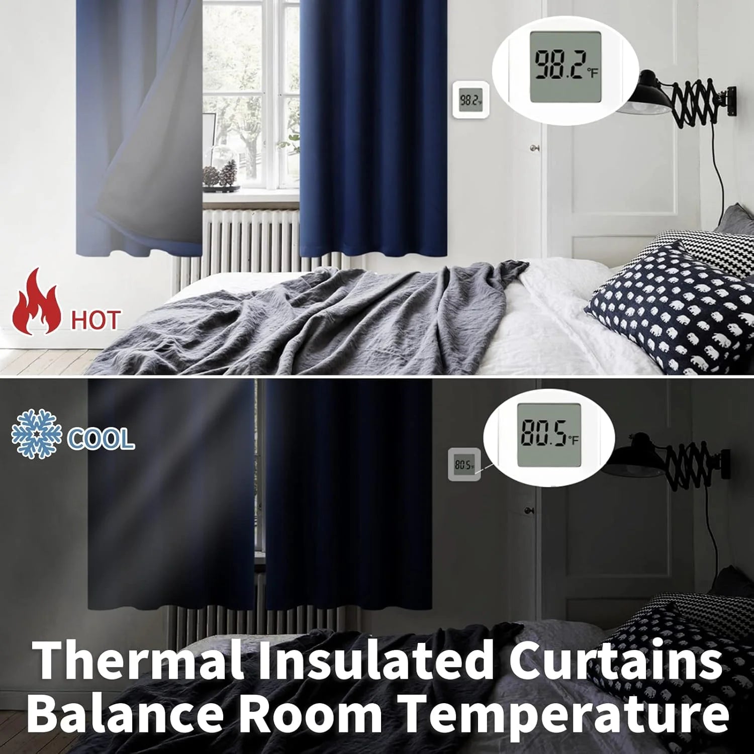 The Parda - 100% Blackout Curtain , Premium Navy Blue Blackout Curtain With Black Lining at Back , Pack of 1 Curtain