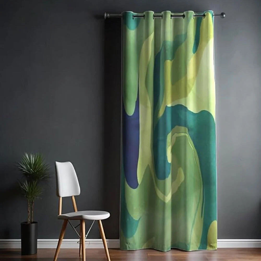 The Parda - Color Modern Abstract Forest Flow Printed Blackout Curtain , Premium Fabric 80% Blackout Printed Curtain , Pack Of 1 Curtain