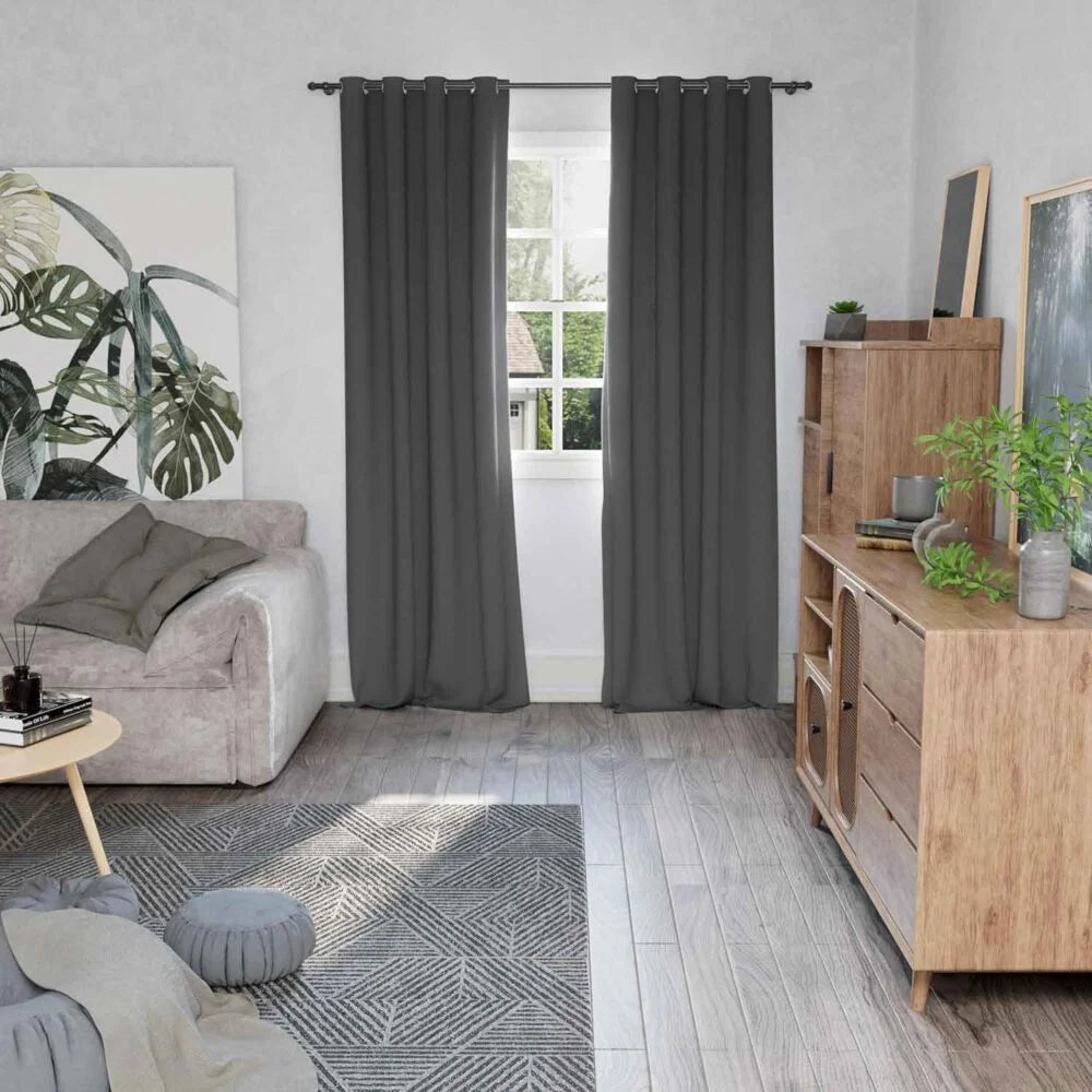 The Parda - 100% Blackout Curtain , Premium Dark Grey Blackout Curtain With White Lining at Back , Pack of 1 Curtain