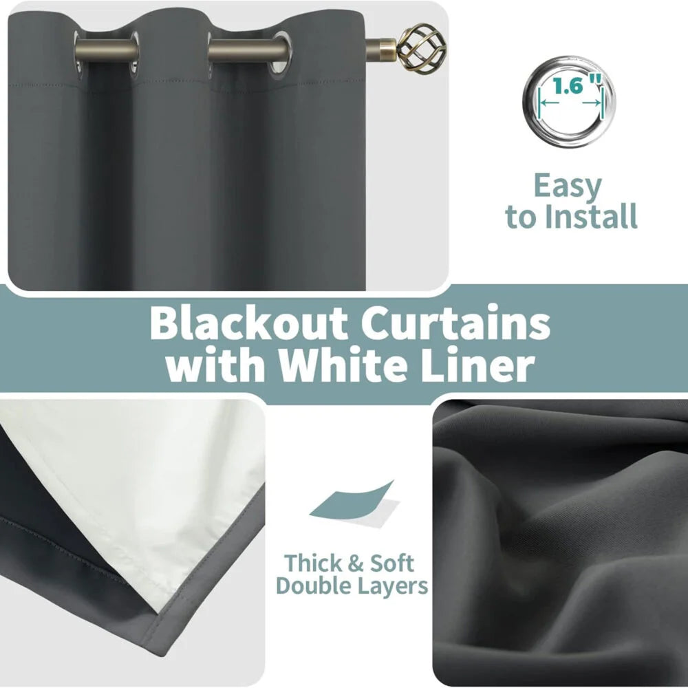 The Parda - 100% Blackout Curtain , Premium Dark Grey Blackout Curtain With White Lining at Back , Pack of 1 Curtain