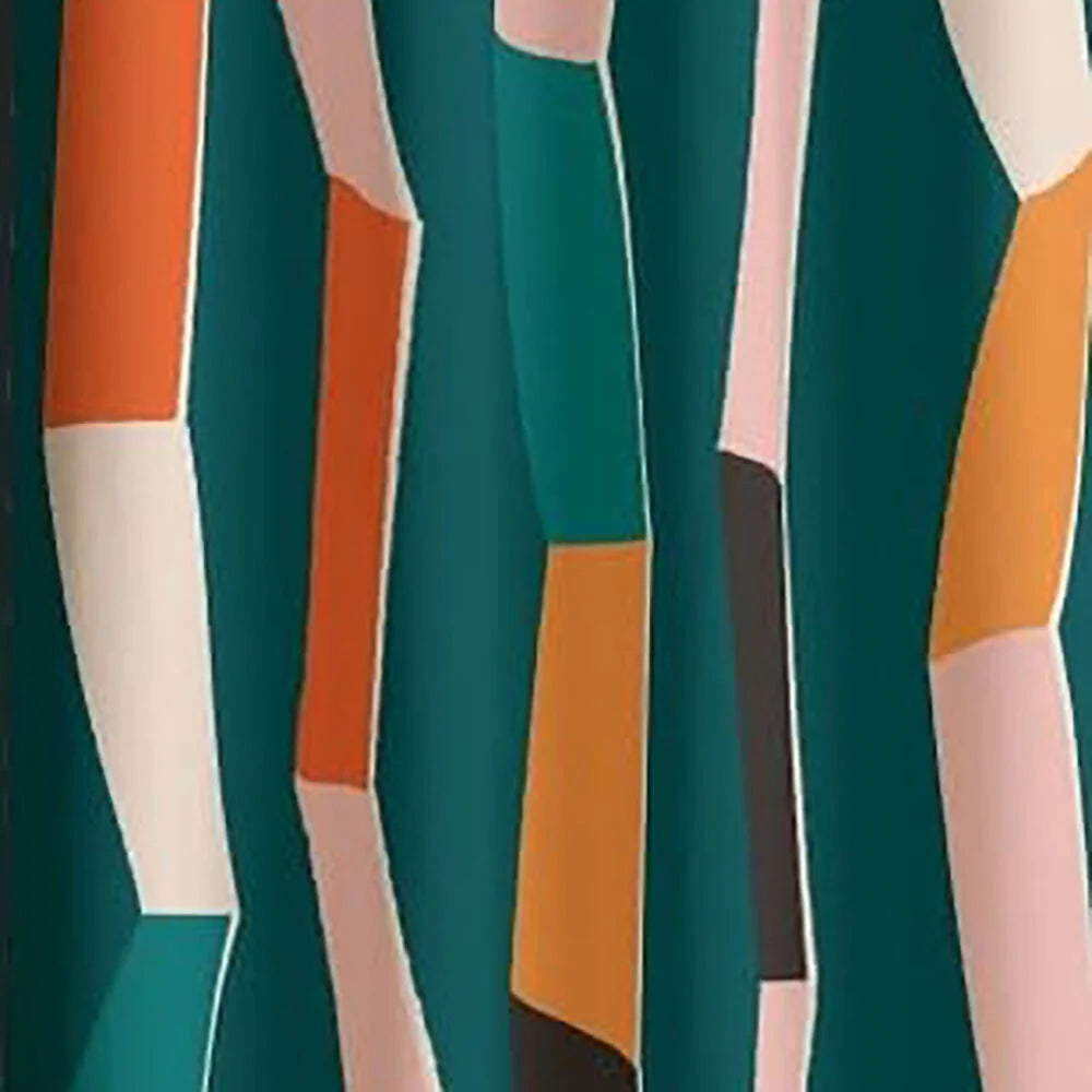 The Parda - Color Modern Abstract Geometric Flow Printed Blackout Curtain , Premium Fabric 80% Blackout Printed Curtain , Pack Of 1 Curtain