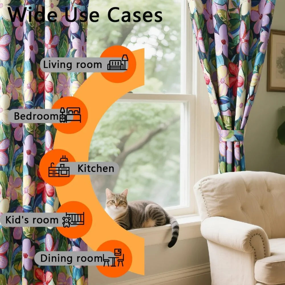 The Parda – Lavender and Purple Floral Print 100% Blackout Curtains With Black Lining At Back , Pack Of 1 Curtain