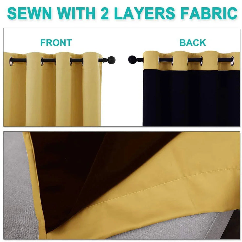 The Parda - 100% Blackout Curtain , Premium Gold Yellow Blackout Curtain With Black Lining at Back , Pack of 1 Curtain