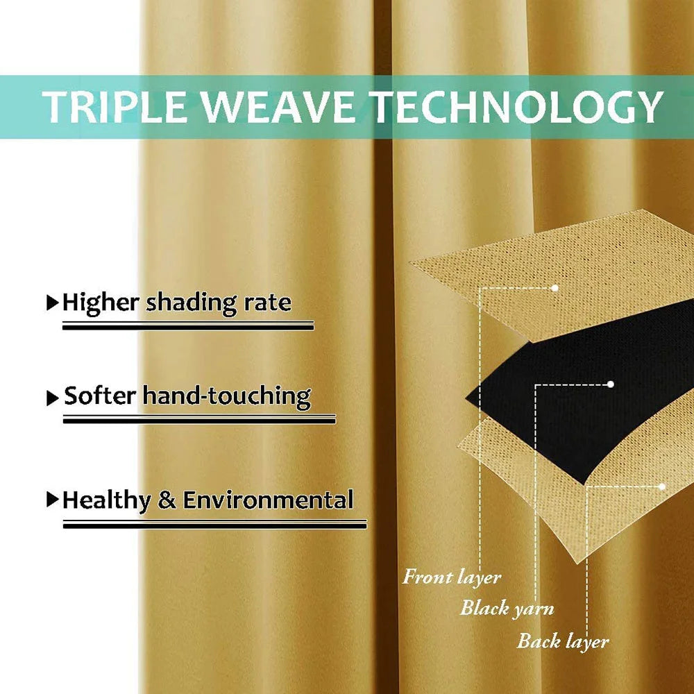The Parda - 100% Blackout Curtain , Premium Gold Yellow Blackout Curtain With Black Lining at Back , Pack of 1 Curtain