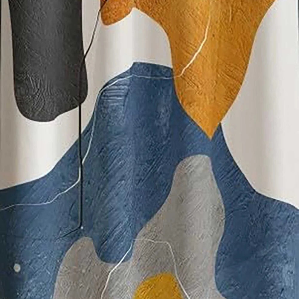 The Parda - Color Modern Abstract Golden Waves Printed Blackout Curtain , Premium Fabric 80% Blackout Printed Curtain , Pack Of 1 Curtain