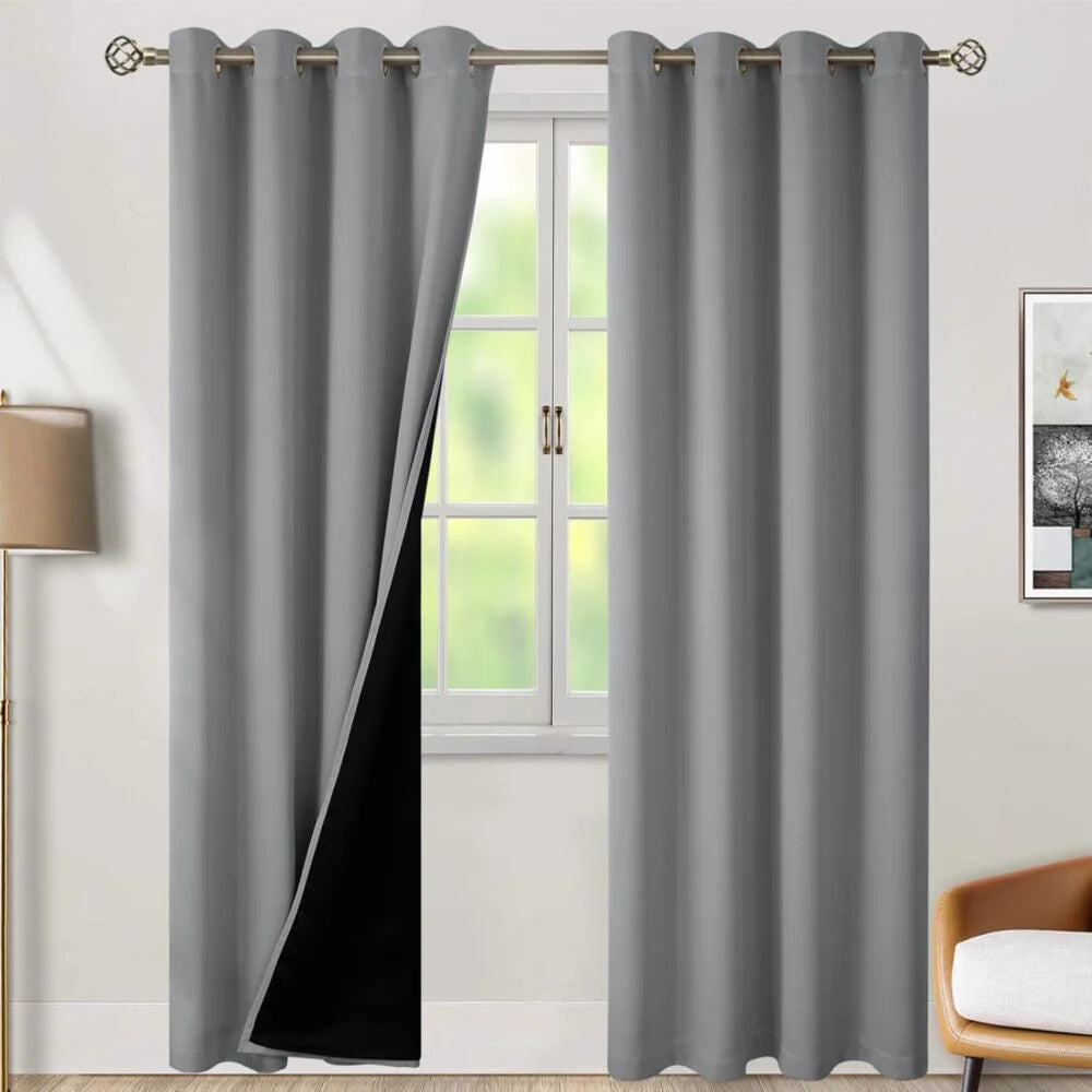 The Parda - 100% Blackout Curtain , Premium Light Grey Blackout Curtain With Black Lining at Back , Pack of 1 Curtain