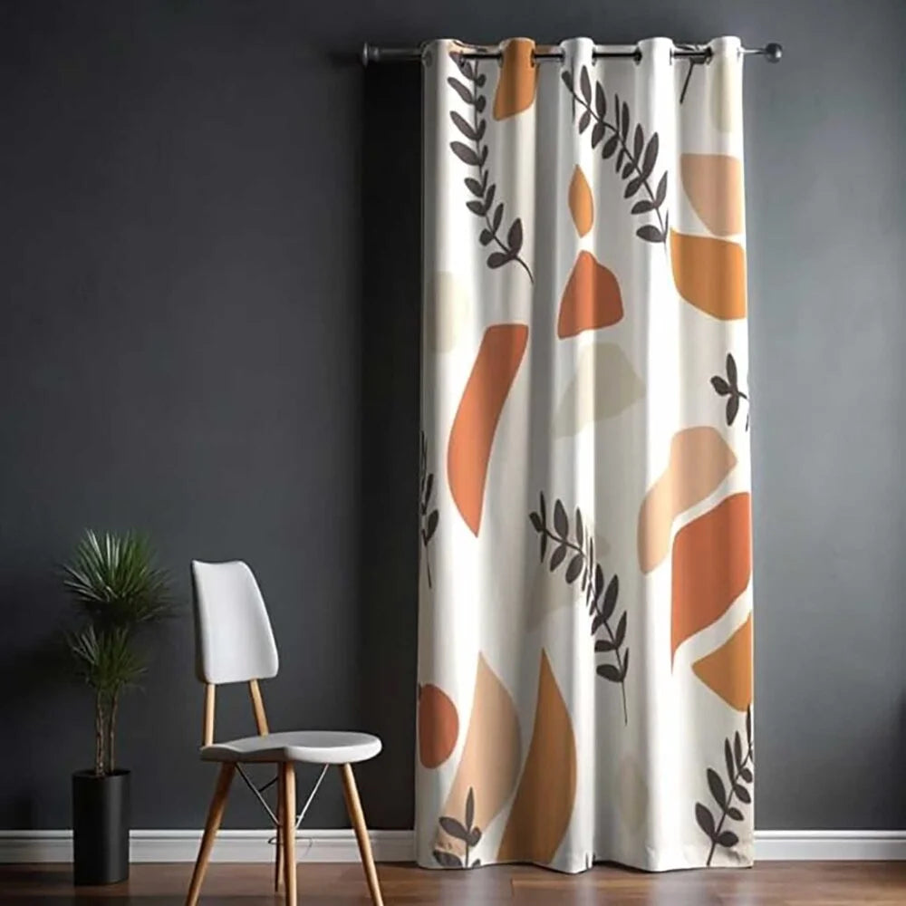 The Parda - Color Modern Abstract Leaf Dance Printed Blackout Curtain , Premium Fabric 80% Blackout Printed Curtain , Pack Of 1 Curtain