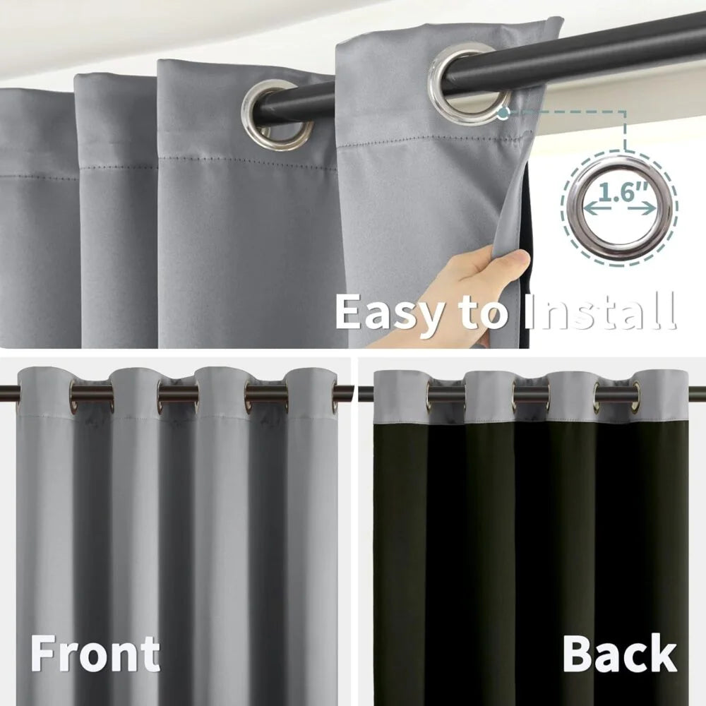 The Parda - 100% Blackout Curtain , Premium Light Grey Blackout Curtain With Black Lining at Back , Pack of 1 Curtain