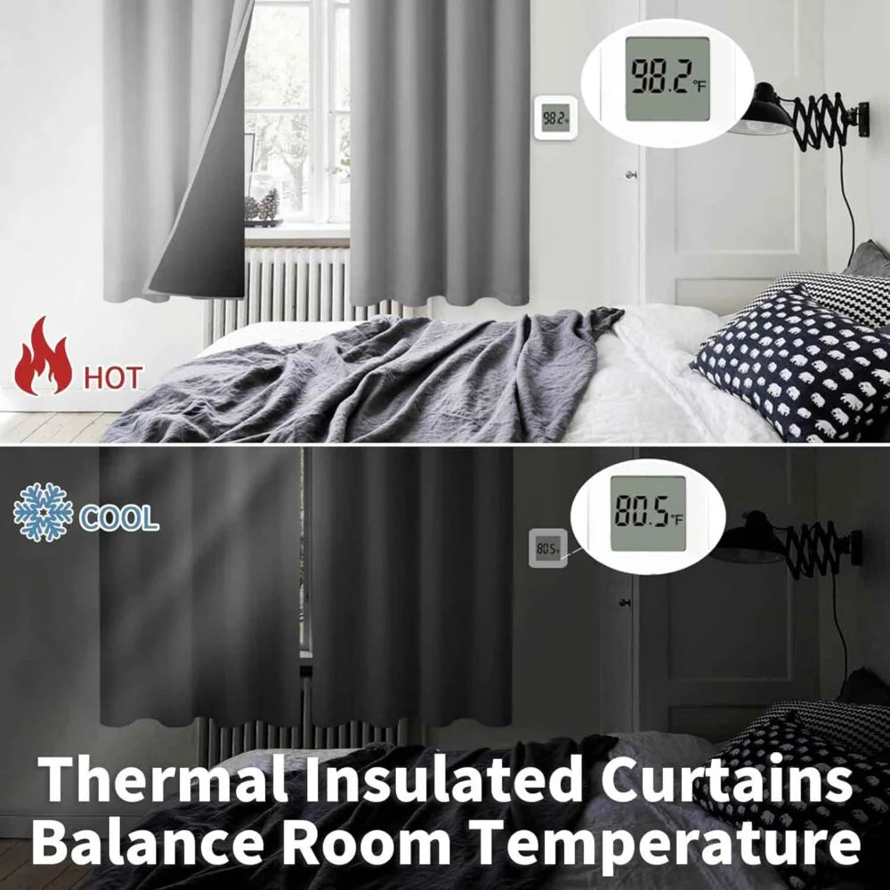 The Parda - 100% Blackout Curtain , Premium Light Grey Blackout Curtain With Black Lining at Back , Pack of 1 Curtain
