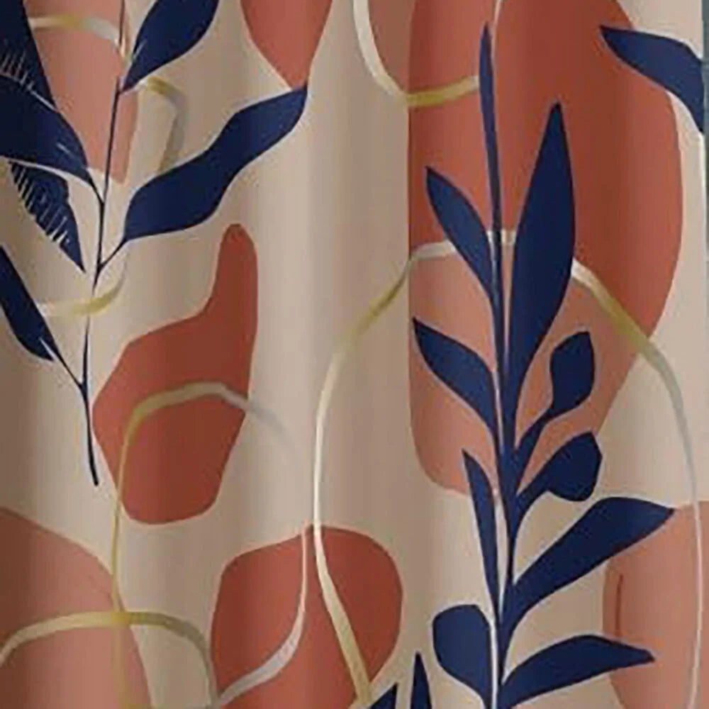The Parda - Color Modern Abstract Leaf Pattern Printed Blackout Curtain , Premium Fabric 80% Blackout Printed Curtain , Pack Of 1 Curtain