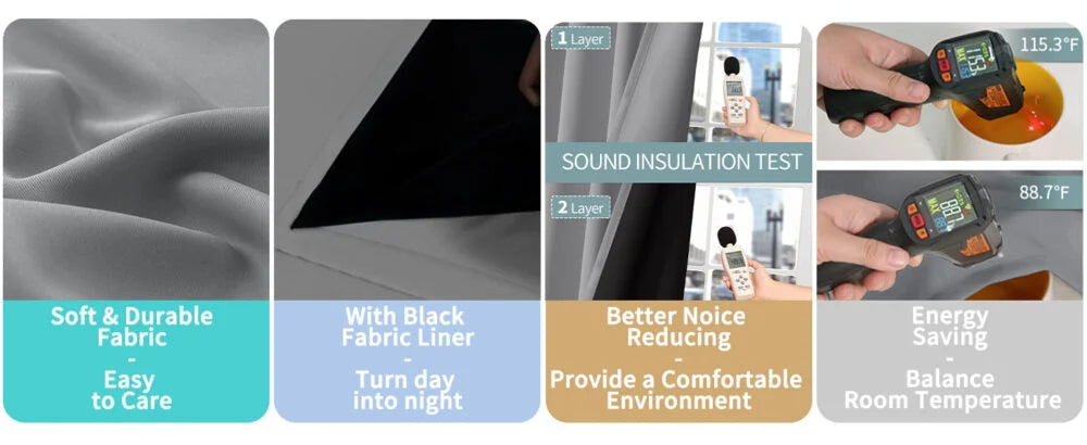 The Parda - 100% Blackout Curtain , Premium Light Grey Blackout Curtain With Black Lining at Back , Pack of 1 Curtain