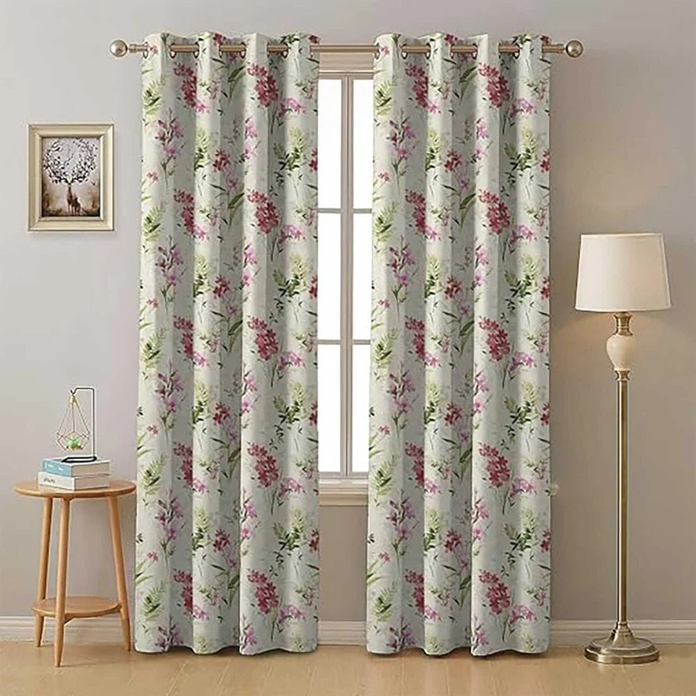 The Parda - Blush Leaf 100% Blackout Curtains, Printed Blackout Curtains With Black Lining At Back , Pack Of 1 Curtain