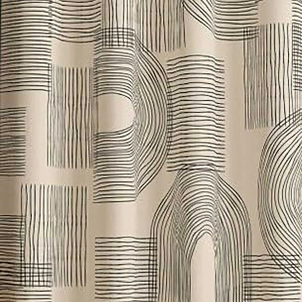 The Parda - Color Modern Abstract Linear Harmony Printed Blackout Curtain , Premium Fabric 80% Blackout Printed Curtain , Pack Of 1 Curtain
