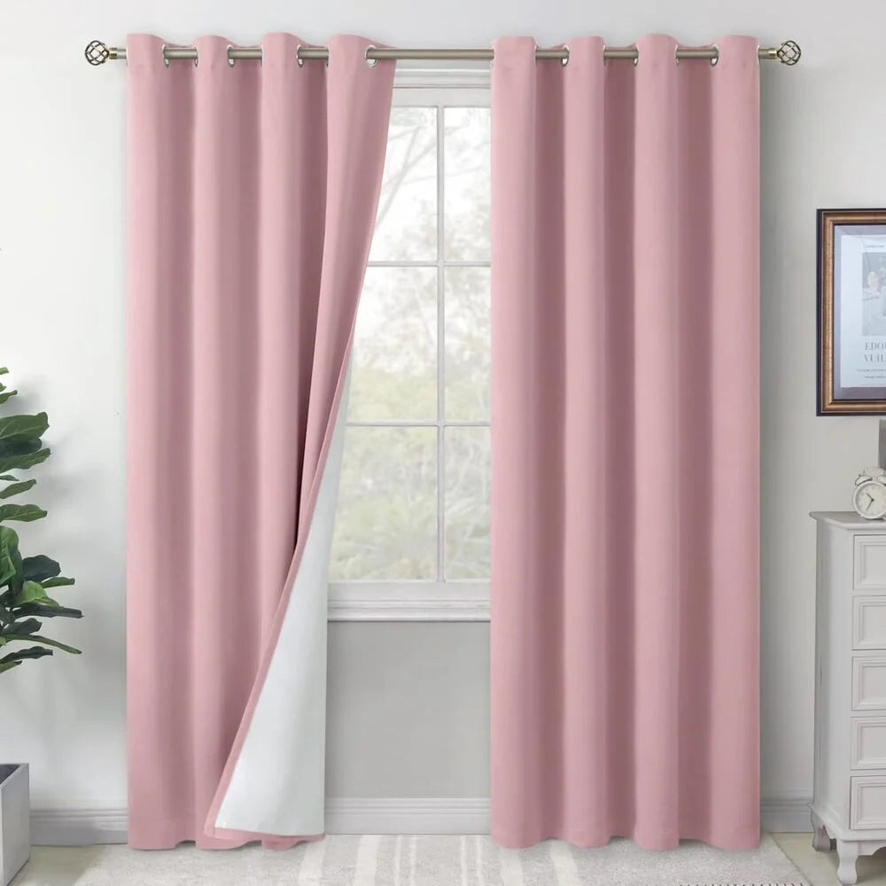 The Parda - 100% Blackout Curtain , Premium Pink Blackout Curtain With White Lining at Back , Pack of 1 Curtain