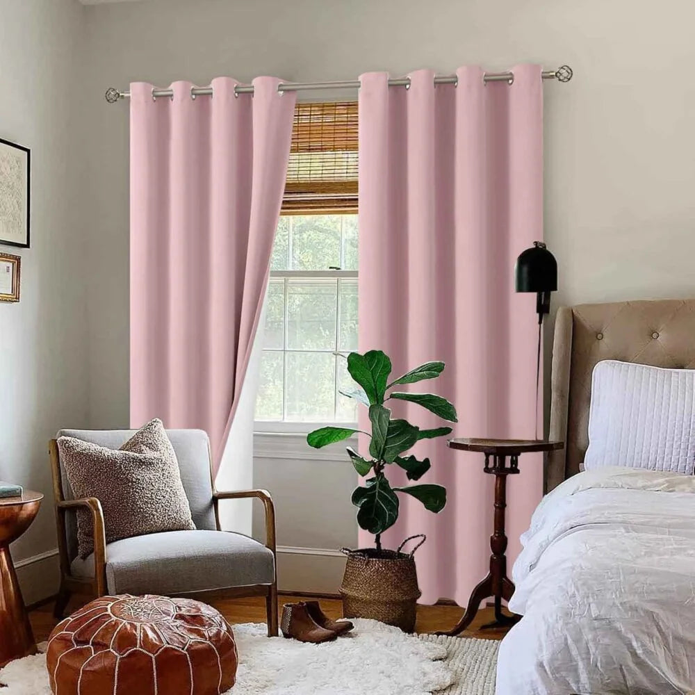 The Parda - 100% Blackout Curtain , Premium Pink Blackout Curtain With White Lining at Back , Pack of 1 Curtain