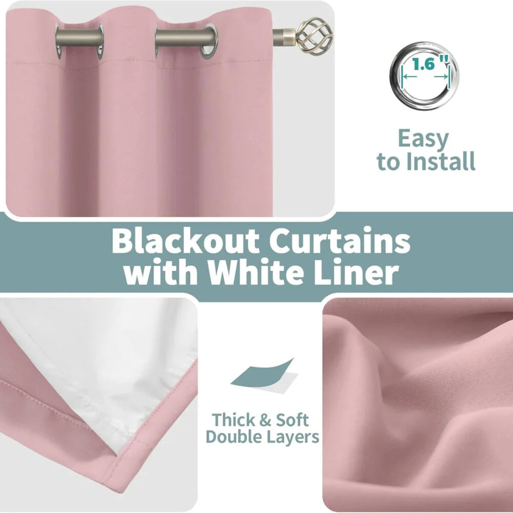 The Parda - 100% Blackout Curtain , Premium Pink Blackout Curtain With White Lining at Back , Pack of 1 Curtain