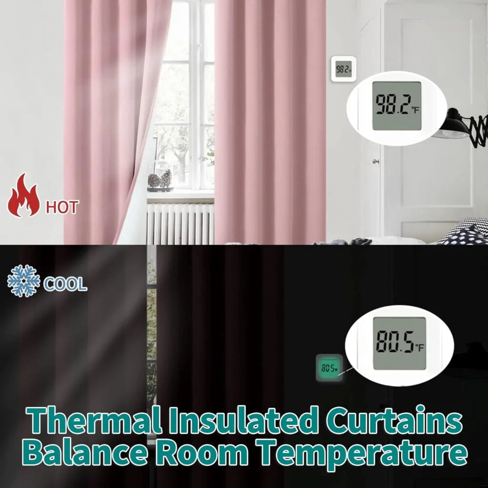 The Parda - 100% Blackout Curtain , Premium Pink Blackout Curtain With White Lining at Back , Pack of 1 Curtain