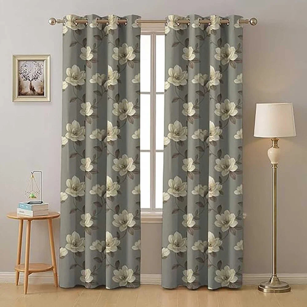 The Parda - Slate Cream 100% Blackout Curtains, Printed Blackout Curtains With Black Lining At Back , Pack Of 1 Curtain