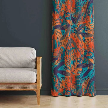 The Parda - Color Modern Abstract Wild Pattern Printed Blackout Curtain , Premium Fabric 80% Blackout Printed Curtain , Pack Of 1 Curtain
