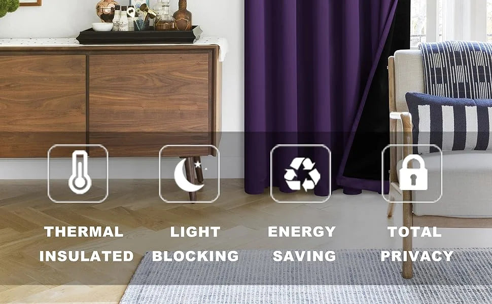 The Parda - 100% Blackout Curtain , Premium Purple Blackout Curtain With Black Lining at Back , Pack of 1 Curtain