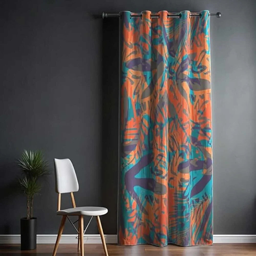 The Parda - Color Modern Abstract Wild Pattern Printed Blackout Curtain , Premium Fabric 80% Blackout Printed Curtain , Pack Of 1 Curtain