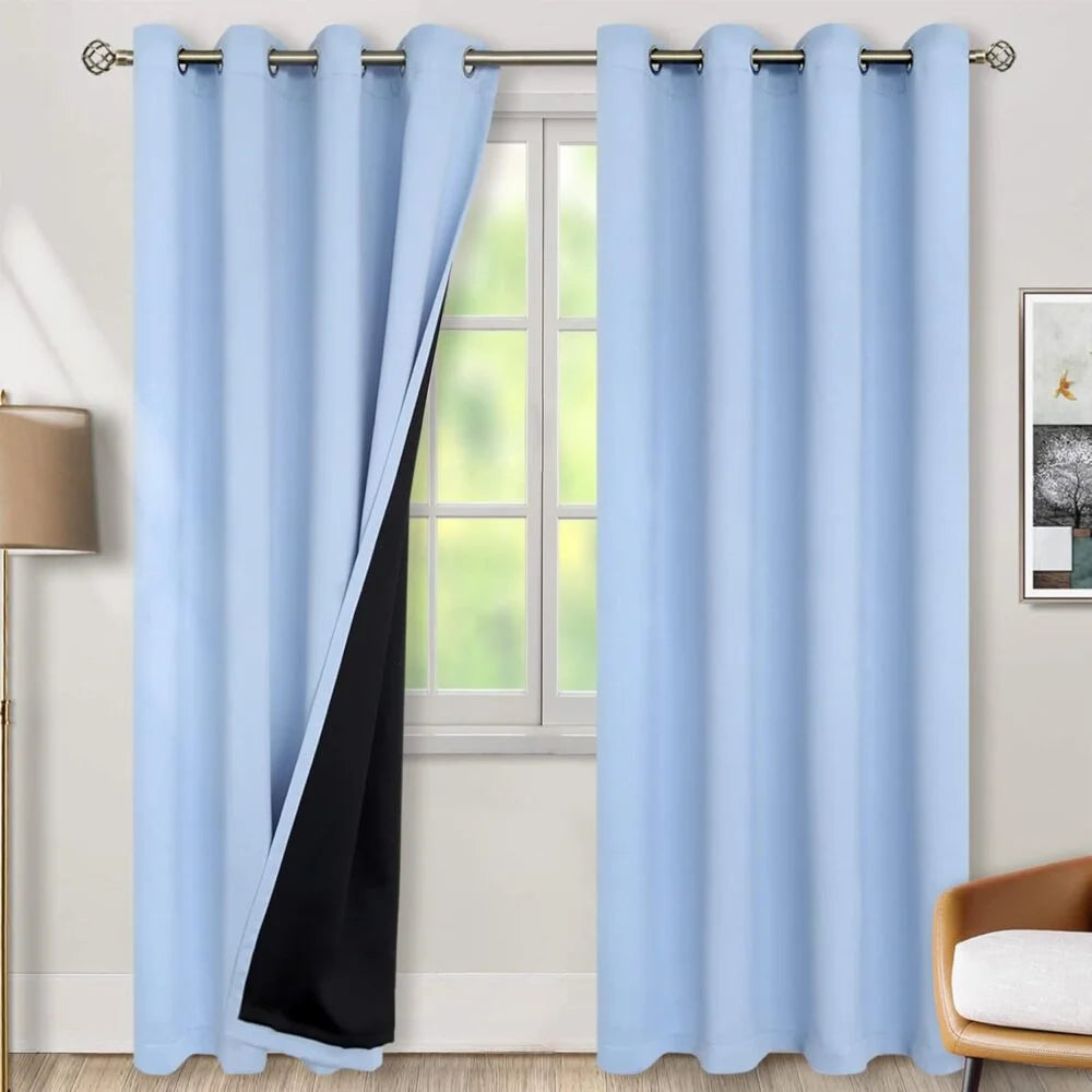 The Parda - 100% Blackout Curtain , Premium Spa Blue Blackout Curtain With Black Lining at Back , Pack of 1 Curtain