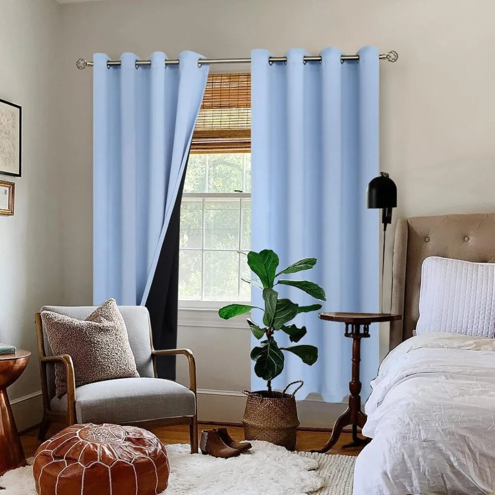 The Parda - 100% Blackout Curtain , Premium Spa Blue Blackout Curtain With Black Lining at Back , Pack of 1 Curtain