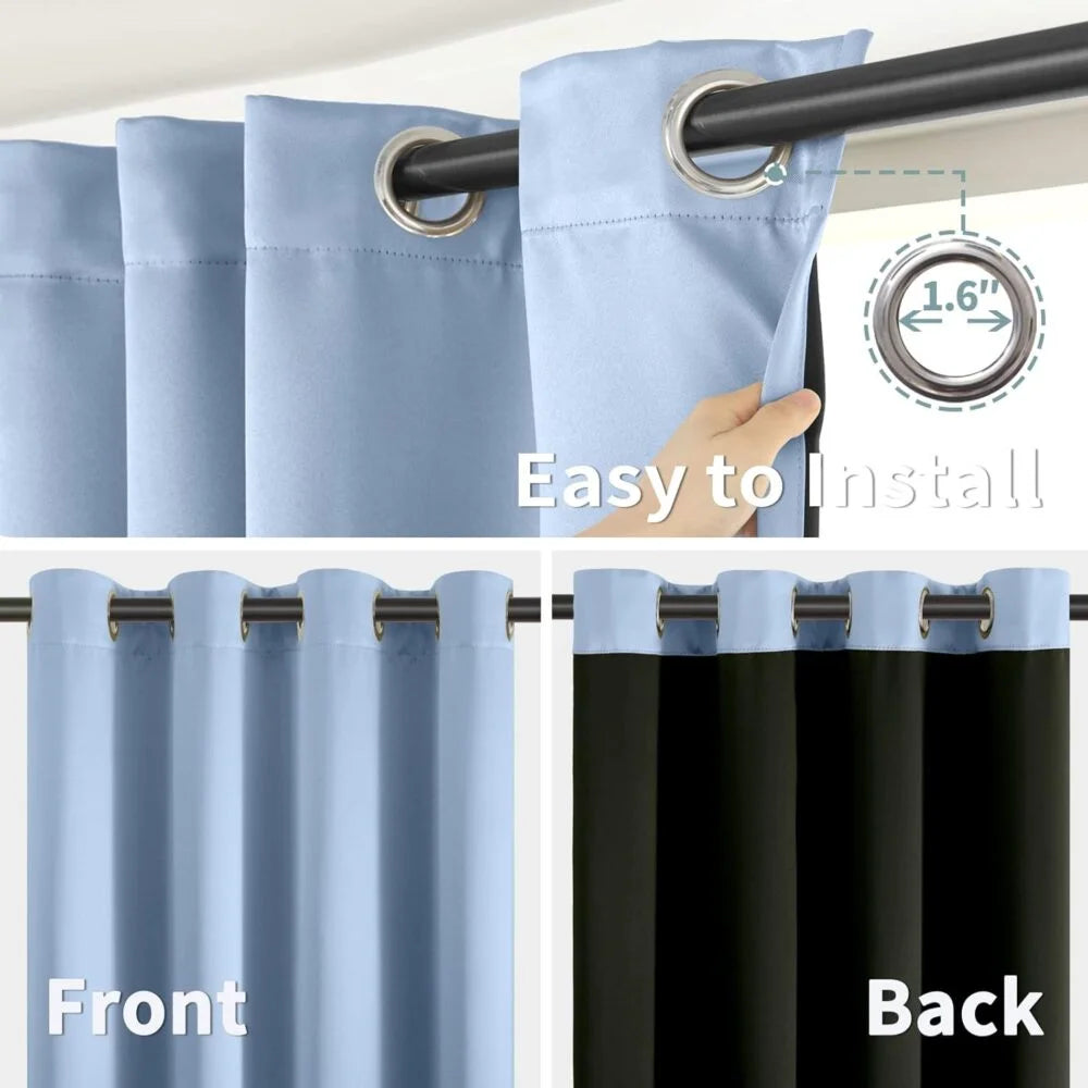 The Parda - 100% Blackout Curtain , Premium Spa Blue Blackout Curtain With Black Lining at Back , Pack of 1 Curtain