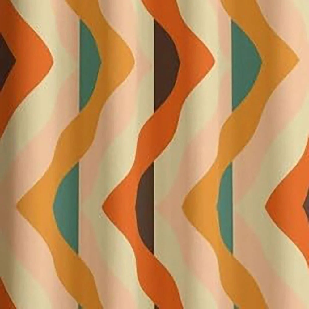 The Parda - Color Modern Abstract Zigzag Vibes Printed Blackout Curtain , Premium Fabric 80% Blackout Printed Curtain , Pack Of 1 Curtain