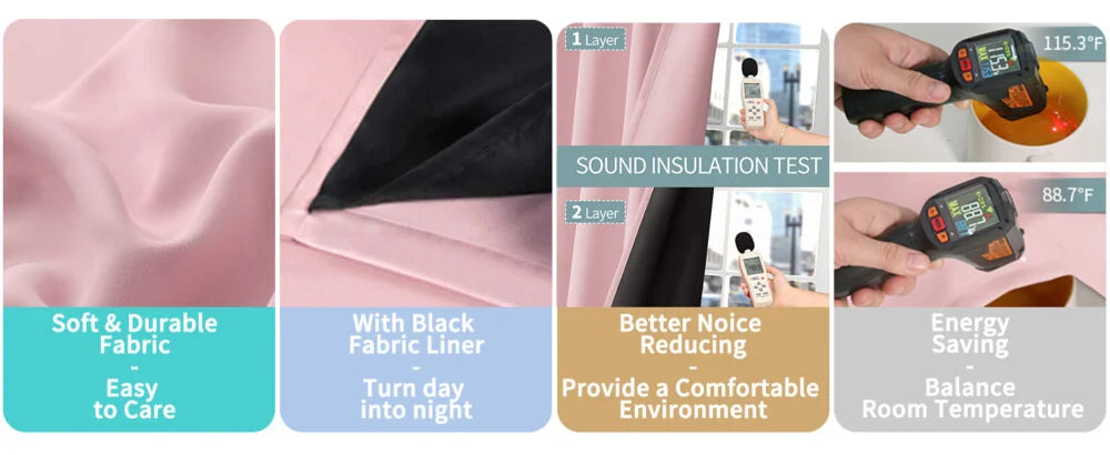 The Parda - 100% Blackout Curtain , Premium Baby Pink Blackout Curtain With Black Lining at Back , Pack of 1 Curtain